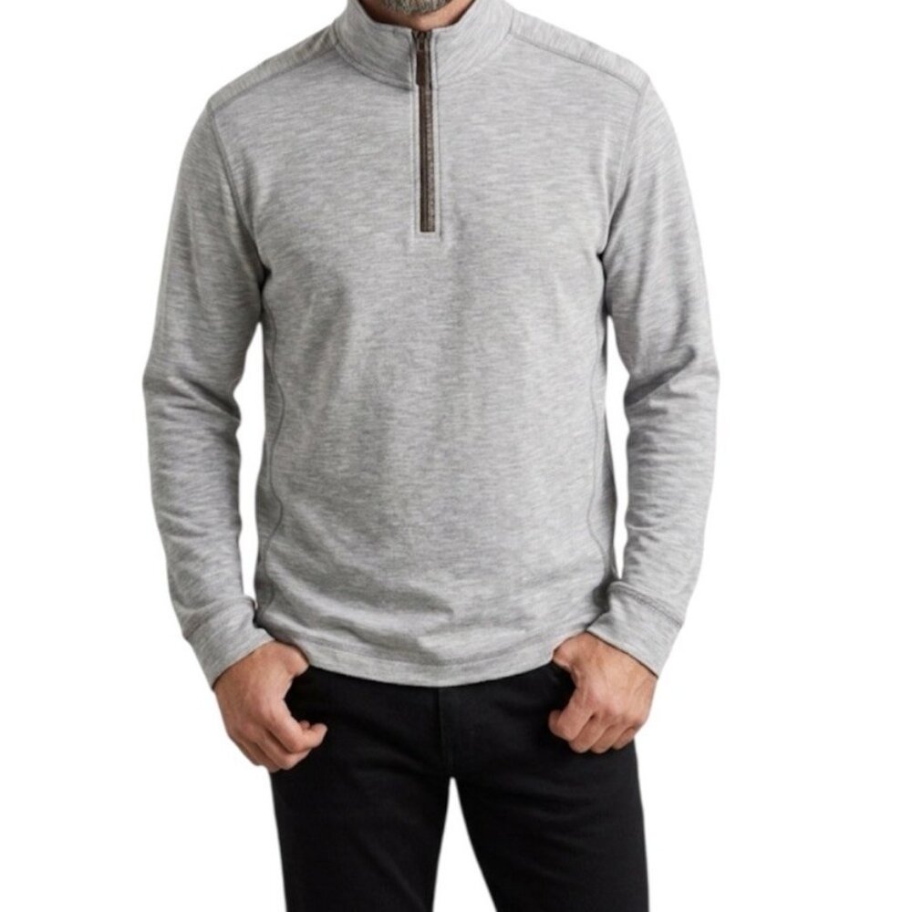 Tommy Bahama Island Zone Heathered Gray Performance 1/4 Zip Sweatshirt XL